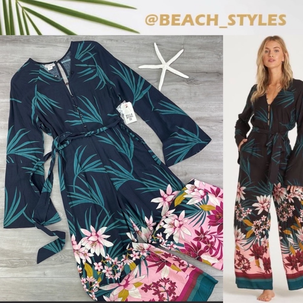 Billabong Navy Tropical Floral Jumpsuit